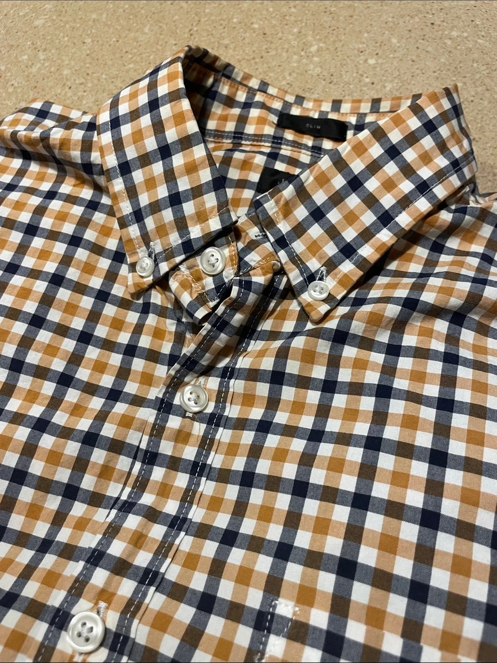 J. Crew Men's Checked Button-Down Shirt in Navy, White & Tan